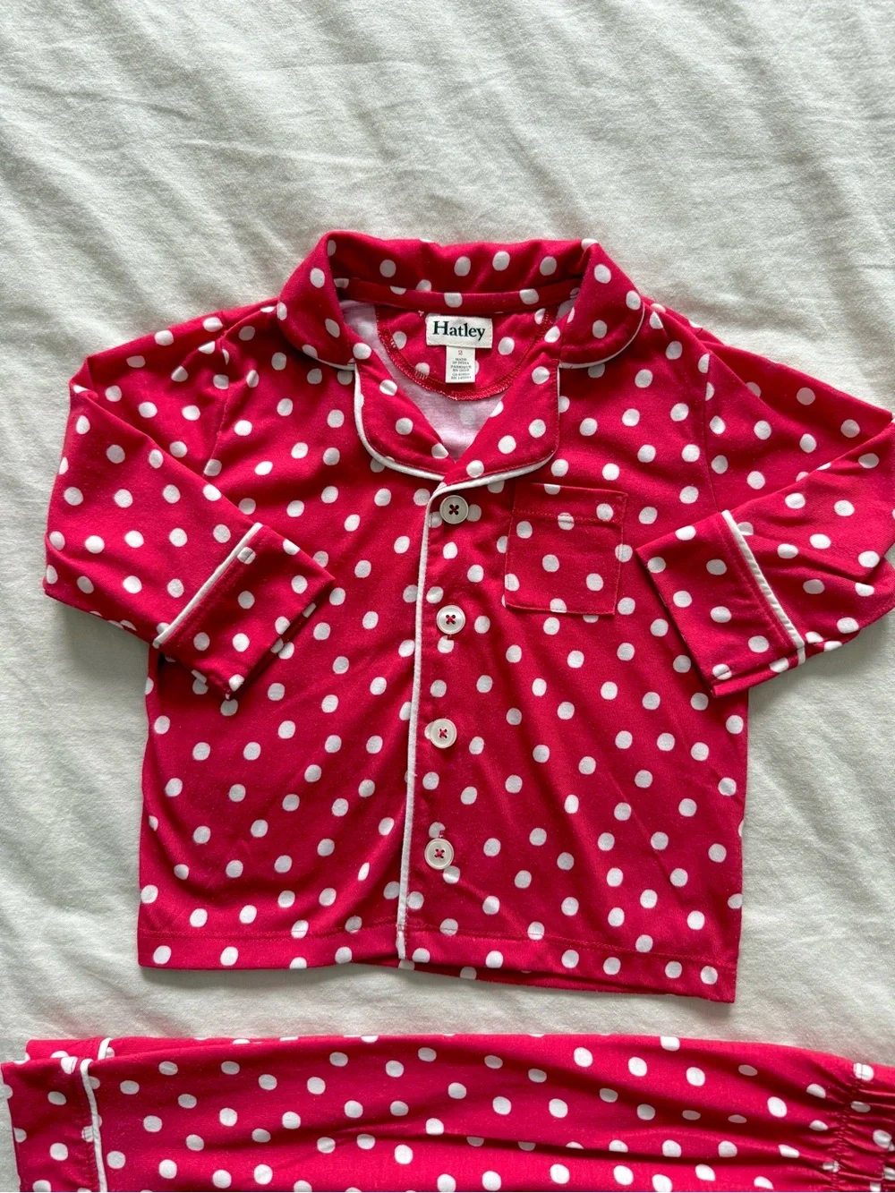 Hatley Red and White Polka Dot Button Down Relaxed Fit Pajamas set size 2